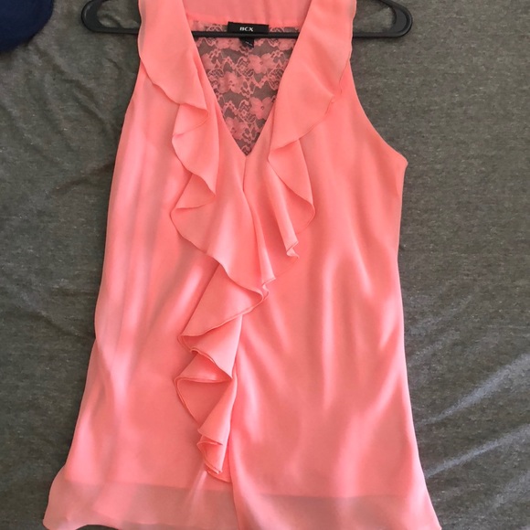 Ruffled Tank Top with Lace back - Picture 1 of 2